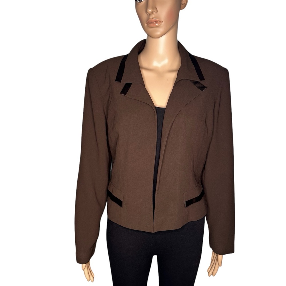 Patrick collection women brown long sleeve blazer suit jacket size 10